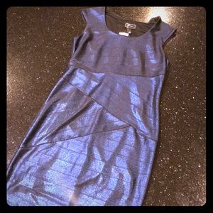 NWT Metallic blue and black bodycon dress